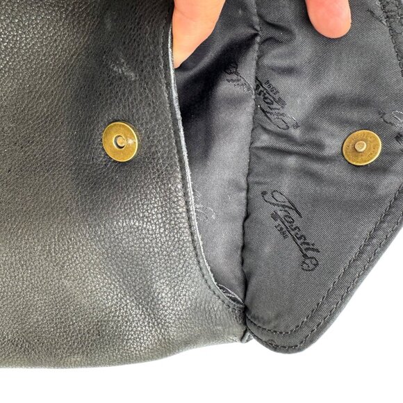 Y2K Fossil Black Pebbled Leather Square Crossbody bag Minimalist bag 8"x7.5" - Picture 7 of 9